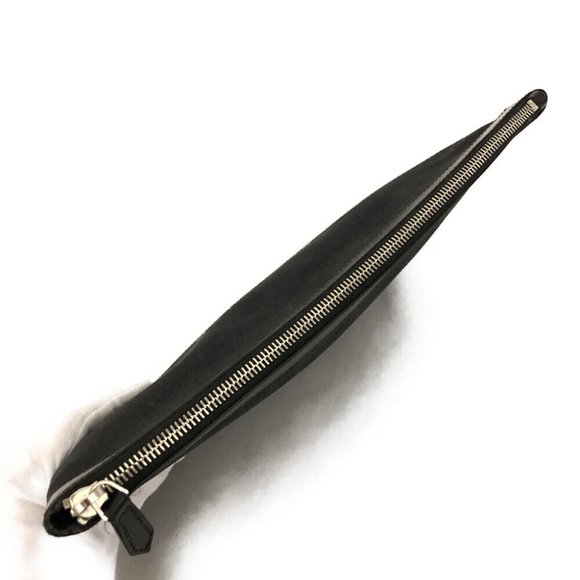 BALENCIAGA Navy Clip M Black Canvas Leather Clutch Bag - Picture 9 of 9